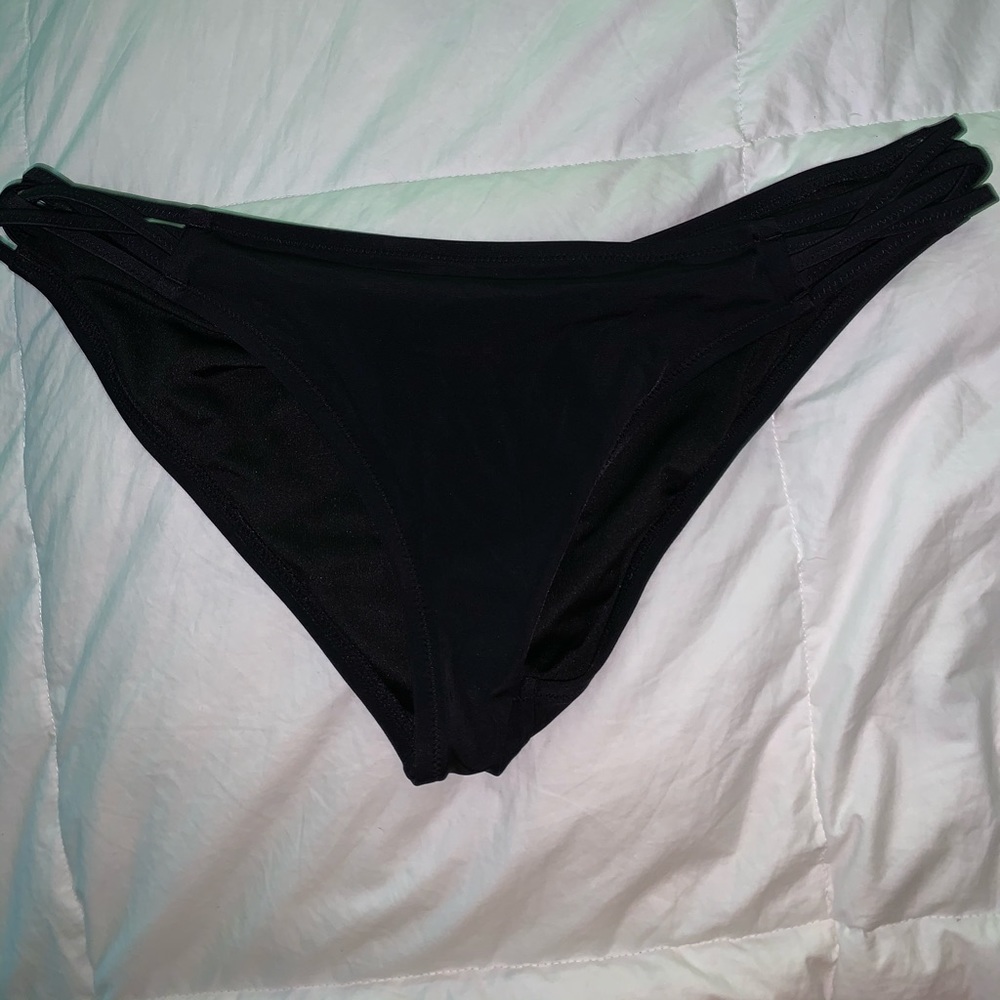 Black bikini bottoms with braided detail